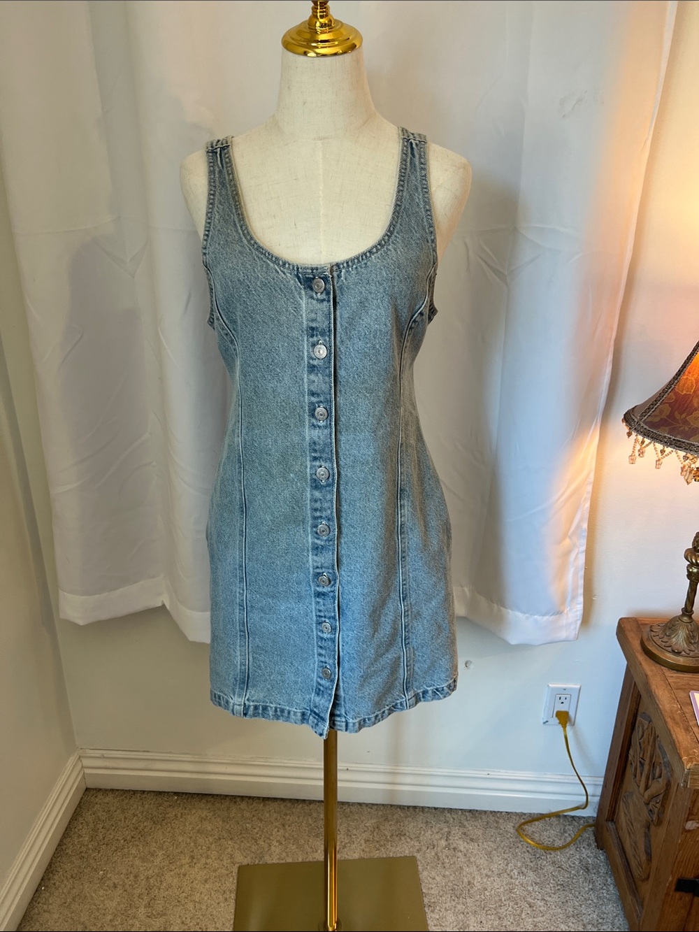 Levi’s Light Wash Button-Front Denim Mini Dress